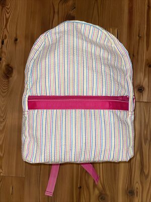  Mint  Sweet Book Bag For School Multicolored Seersucker Backpack NWT Monogram!