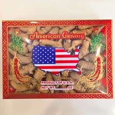 4oz 100% American Ginseng Small Root Round Root W/Gift Box 美国花旗参長参 US Seller