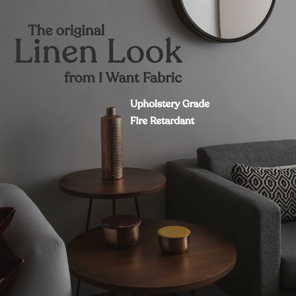 Soft Plain FR Linen Look Designer Curtain Cushion Sofa Upholstery Fabric - Image 2 of 4