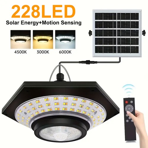 Solar Shed Light Dimmable 5 Modes Motion Sensor Solar Pendant Lights with Remote - Picture 5 of 13