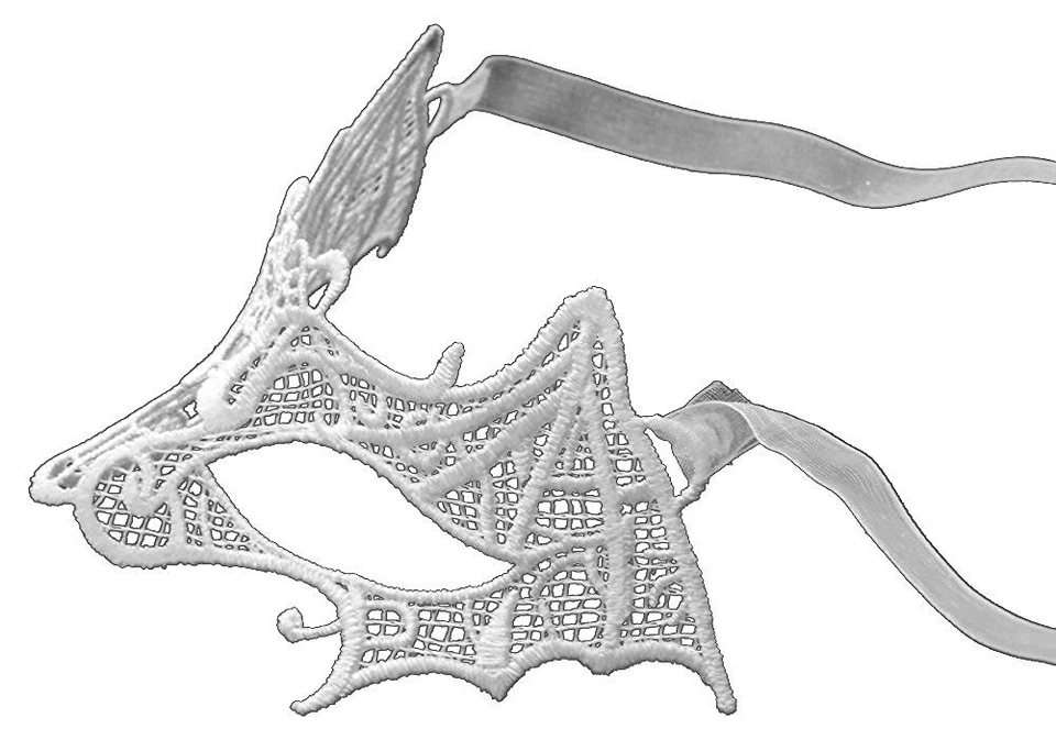 Venetian White Lace Bat Masquerade Eye Mask - Image 3 of 3