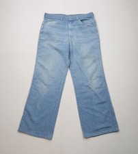Vtg 70s Streetwear Mens 32x30 Distressed Wide Leg Bell Bottom Denim Jeans USA