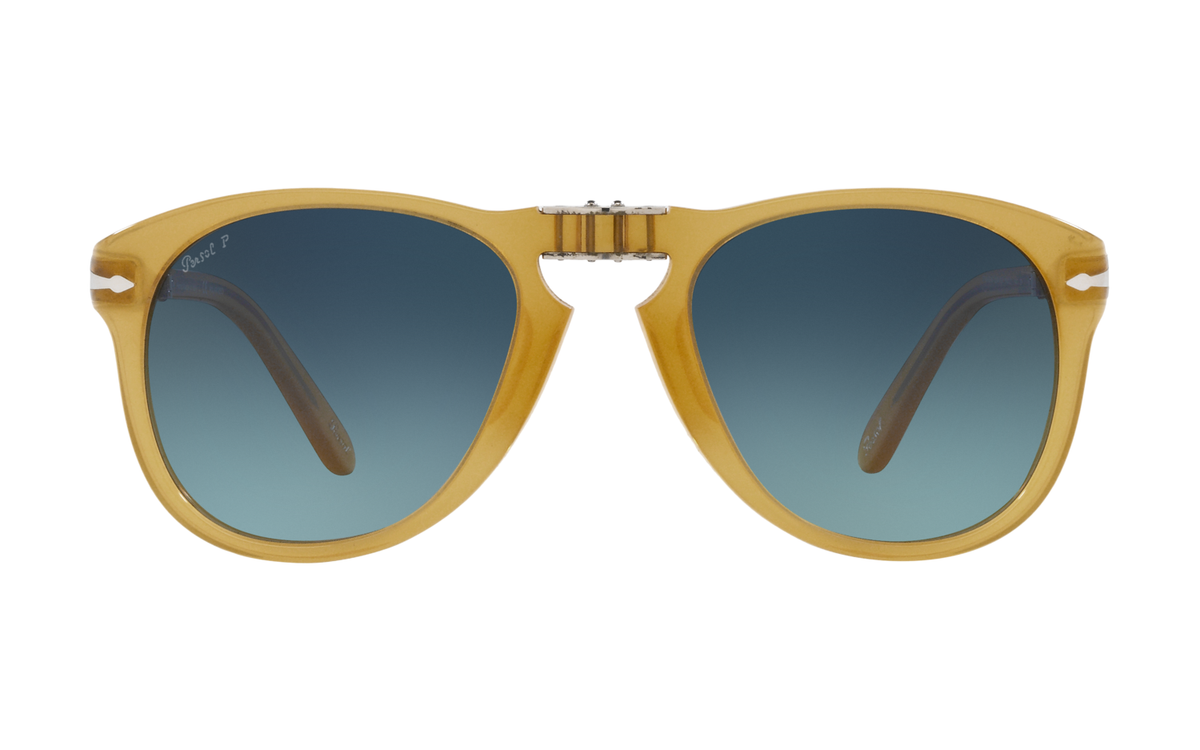 Persol PO0714SM 204/S3 Steve McQueen Sunglasses Opal Yellow Blue