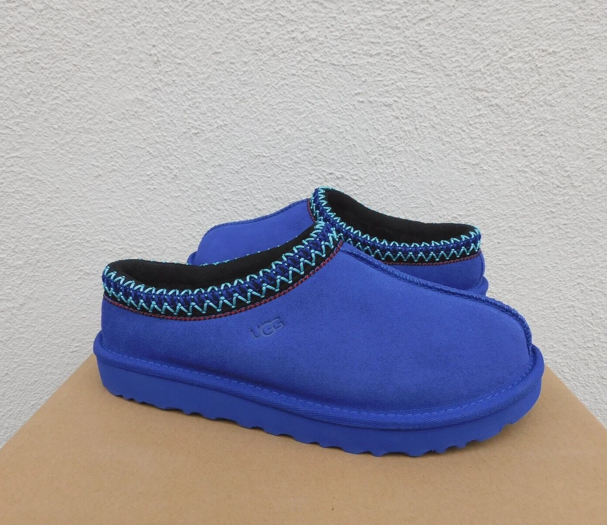 UGG TASMAN NAVAL BLUE SUEDE SHEEPSKIN SLIPPERS SHOES WOMEN US 6