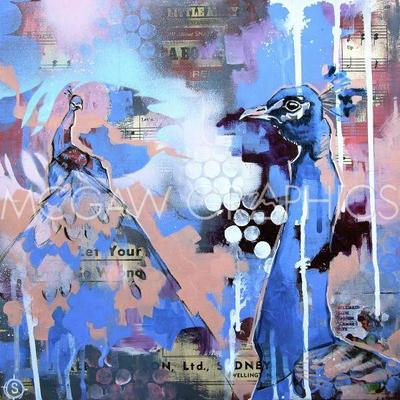 My Boys in Blue Peafowl, Sillier than Sally, Wall Decor Art Print 14'' X 11'' 2794