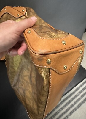 Y2K Michael Kors Gold MK signature logo hobo shoulder bag purse