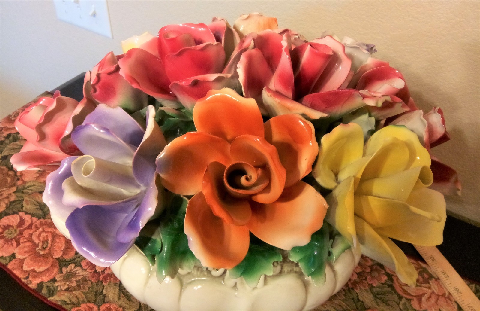 Vintage Large Capodimonte Flower Vase Floral Centerpiece! eBay