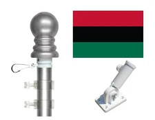 African America 3'x5' Polyester Flag & Spinner Flagpole Set w/Adjustable Bracket