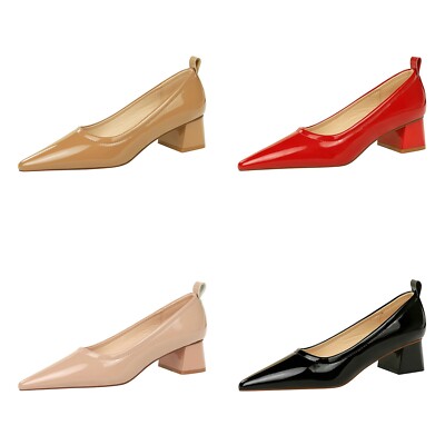 black leather block heel shoes