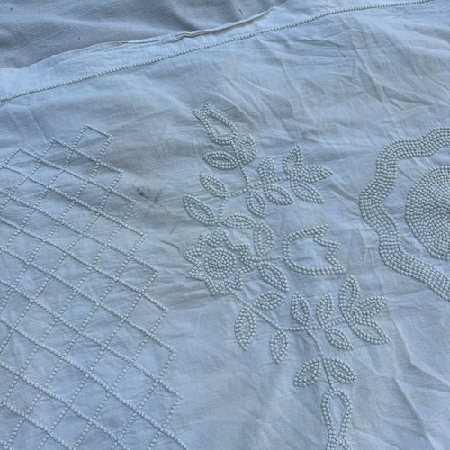 Antigua colcha candlewick acolchada a mano de 1800 blanca de colección - Imagen 11 de 13