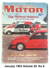 Modern Motor Car Magazine January 1983 Vol  29 No 8 Hottest Holdens at Lang Lang
