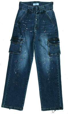 NXP NENA & PASADENA Jeans 'MUSTANG HIGH RISE CARGO PAINT' Rave Dance AU7 W25 L29