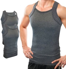 Different Touch 2 Pack Men's G-unit Tank Tops Square Cut Muscle Rib A-Shirts