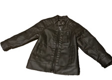 LJYH Motorcycle Bikers Jacket Toddler Sz 2-4 Black Faux Leather Full Zip Pockets