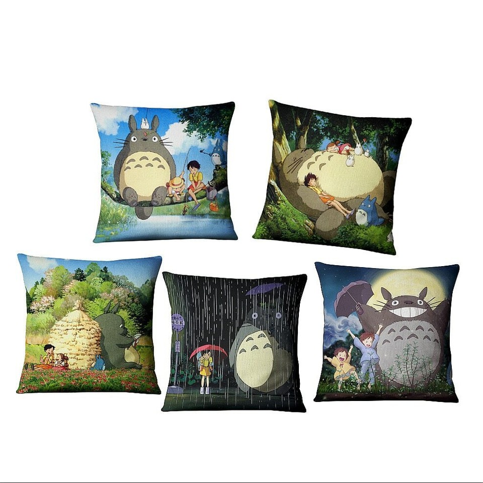 Cartoon Totoro Cushion Cover Anime Studio Ghibli Pillow Sombrillas Paraguas