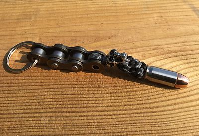 BLACK/GRAY HARLEY DAVIDSON STYLE WILLIE G MOTORCYCLE KEY CHAIN SKULL .45 BULLET