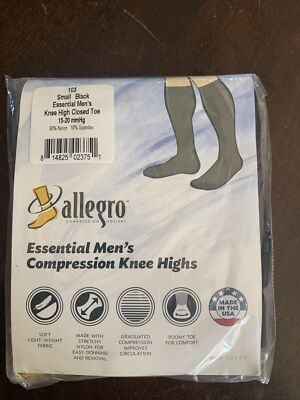 Allegro 20-30 Microfiber Thigh Highs - Open Toe Compression Stockings Black Large