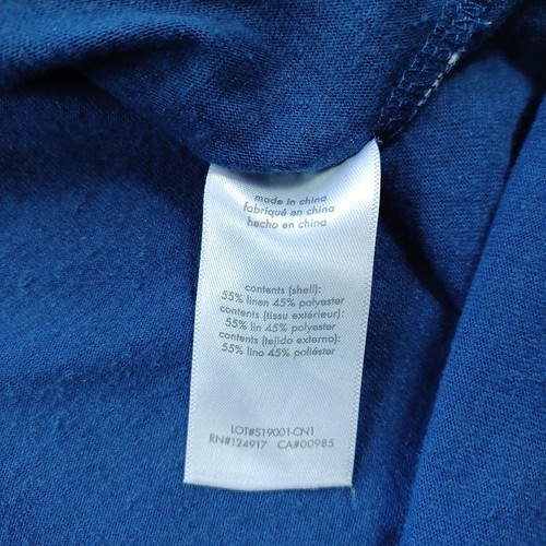 Onia shirt Men Large/collared pull over/ short sleeve/ v neck/55% linen/blue - Picture 5 of 6