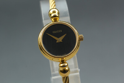 EXC+5] Vintage GUCCI 2700.2.L Black Dial Gold Wire Ladies Women's