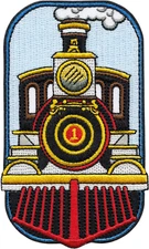 Patch -  Steam Train Black Red Yellow Railroad Retro 3.88" Sew Iron On #89297 
