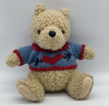GUND Disney Classic Pooh WINNIE THE POOH Bear Blue Sweetheart Sweater Plush 7"
