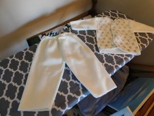 Handmade Flannel Baby Pajamas w/ Painted on Bunnies and Polka Dots