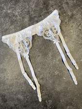 Clearance Lace  Satin WhiteSuspender Belt Size Large Will Fit Uk Size 8 to 12