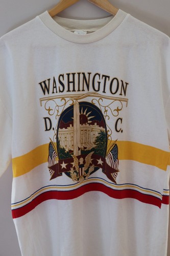 Vintage 1990s Washington, DC Capitol T-Shirt White Bulti Sz XL US Made Striped - Picture 2 of 9