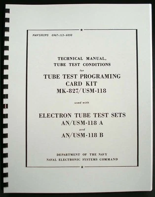 NAVY 133 Page 1968 Tube Test Conditions for Hickok Cardmatic Tube Testers AN/USM-118