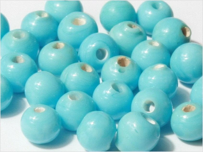 Lot (24) 5mm Czech vintage Turquoise blue round glass beads - Image 2 of 3