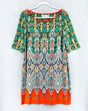 Eliza J Dress Womens 14 Multicolor Stretch Abstract Sheath Boho Statement