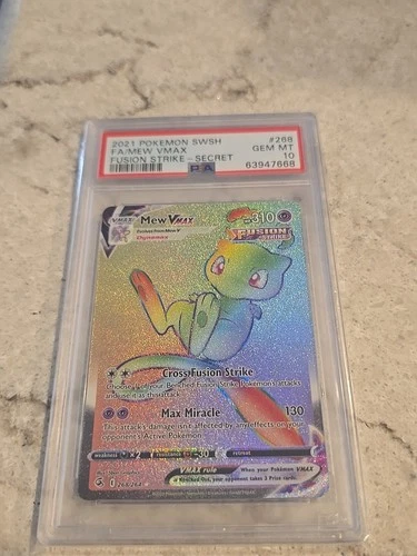 2021 POKEMON SWORD & SHIELD FUSION STRIKE SECRET #268 FULL ART/MEW VMAX PSA 10