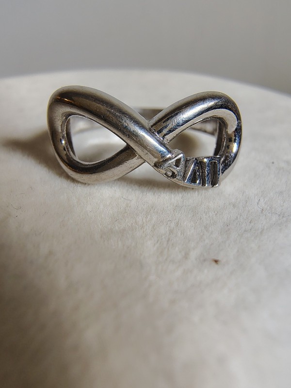 Alpha Delta Pi ADPi Sorority Sterling Silver Infinity Ring Size 5.5 Stamped 925