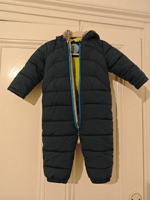 Ted Baker Baby Junge Mädchen Unisex Schneeanzug mit Kapuze Kinderwagenanzug 12-18 Monate türkis