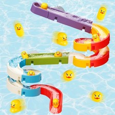 Duck Slide Bath Toys for Kids 4-8, Wall Track Building Set, Fun DIY Kit 34 PCS