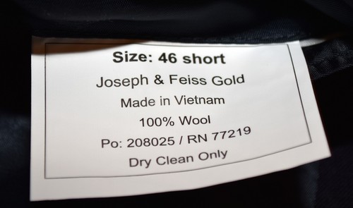 Joseph & Feiss Gold Executive Fit Navy Wool 2 Button Sport Coat Mens 46S NWOT - Picture 9 of 10