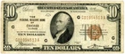 1929 $10 Dollar Bill National Currency Chicago F-1860G G01954513A