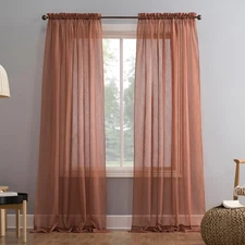 Erica Crushed Sheer Voile Rod Pocket Curtain Panel, 51" x 84", Cedar Orange