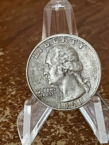 1961-D Washington SILVER Quarter Denver Mint USA Collector Coin 90% Ag # RJ187