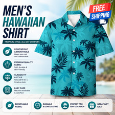 Mens Hawaiian Shirt Tropical Floral Button Down Short Sleeve Beach Vacation