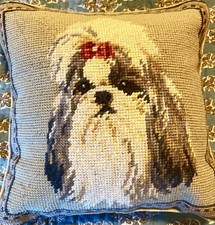 Shih Tzu Dog Needlepoint Pillow