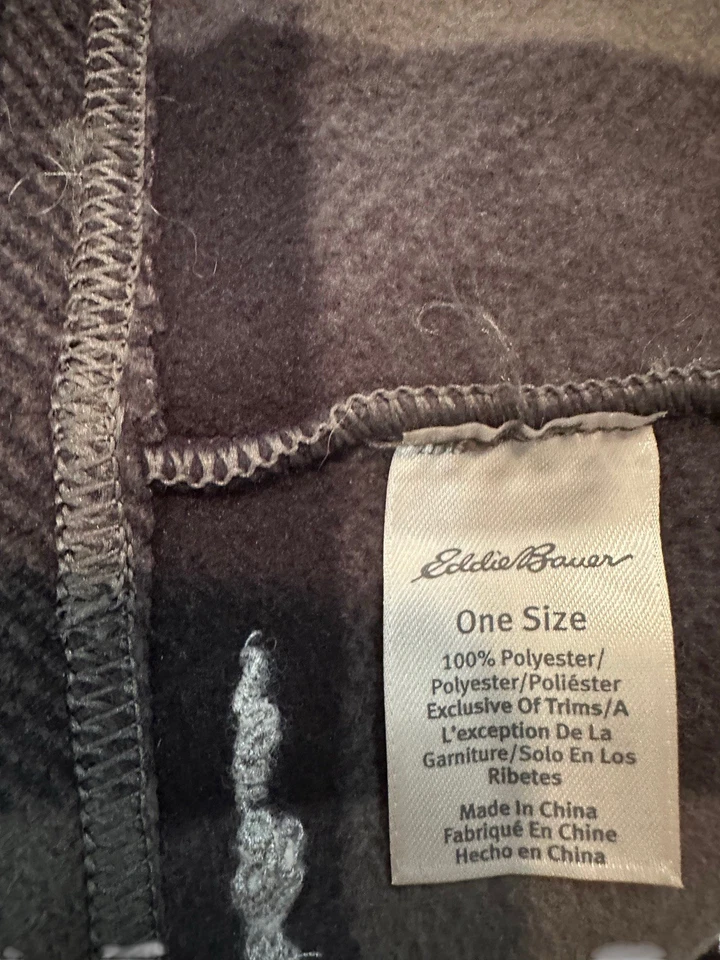 Calentador de cuello polar de invierno Eddie Bauer de colección negro y gris a cuadros polaina a cuadros EE. UU. Foto 4 de 4