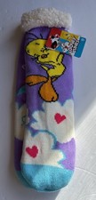 Looney Toons Women's Tweety Bird Sherpa Lined Non Slipper Socks One Size