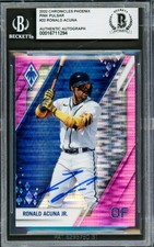 Ronald Acuna Jr. Signed 2022 Panini Phoenix Pink Pulsar Card 22 Braves Beckett