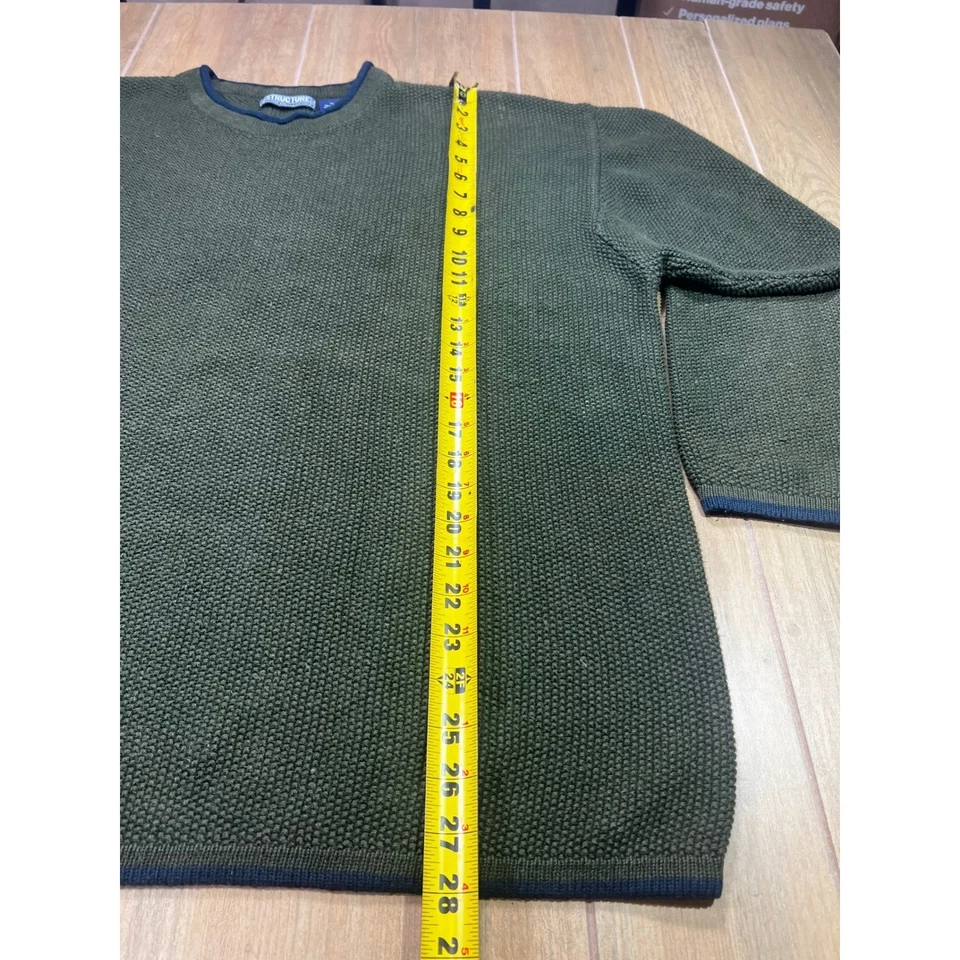 Vintage Structure Mens XL Olive Green Ramie Cotton Textured Knit sweater - Image 4 of 4