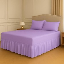Image of Polycotton Fitted Valance Sheet Bed Skirt 25cm Deep with 30cm All-Around Frill