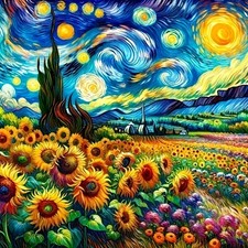5D DIY Diamond Art Kits for Adults,Starry Sky Sunflower Diamond Paintings Kit...