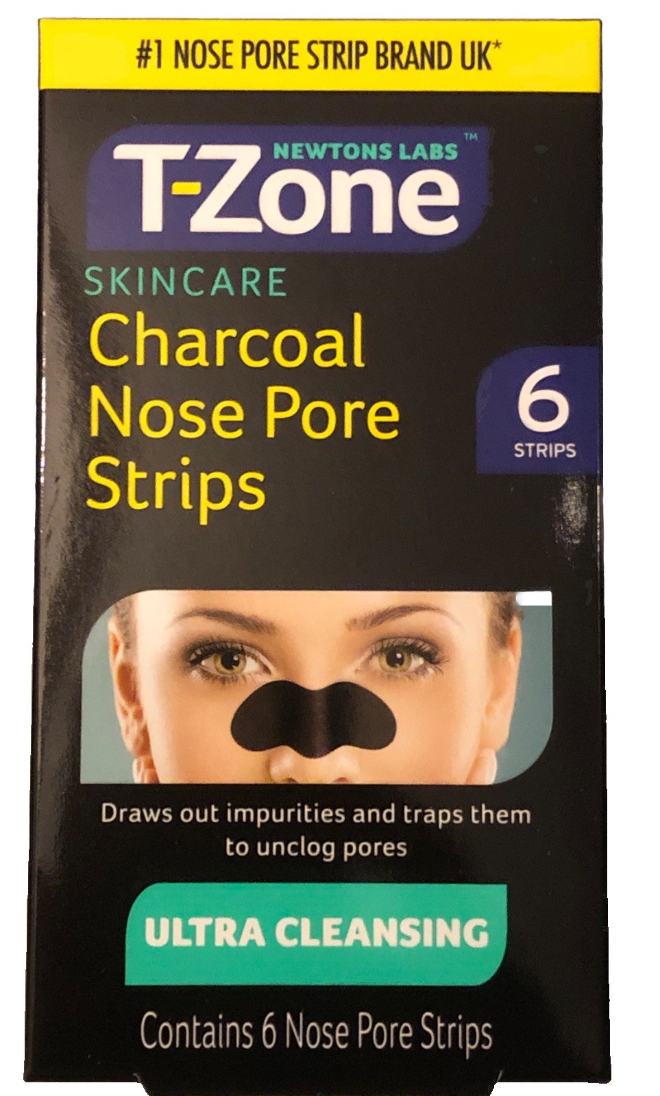 T-Zone Charcoal & Tea Tree Ultra Cleansing Nose Pore Strips 6-Pack – Free UK P&P