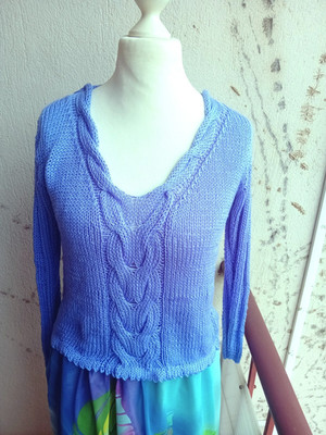 Selfmade Da. Grobstrick - Pullover 3/4 Arm Flieder mit Seidenanteil  S/M 38/40