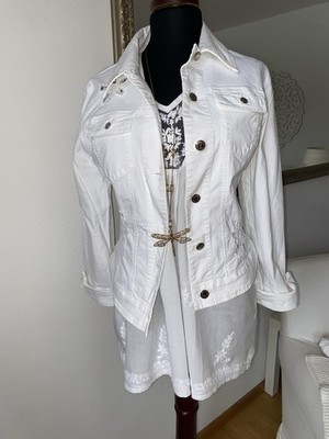 Roccobarocco Italy Designer Jeansjacke Lochspitze Stretch Zara Gr 36 wie Neu